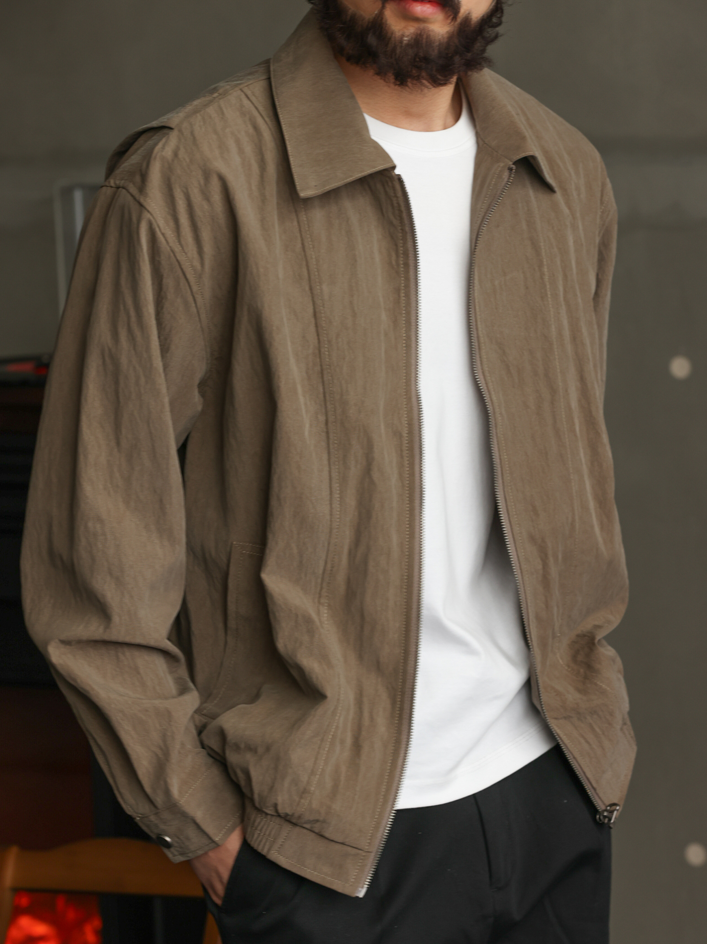 【輕薄零壓感】秋季萊塞爾翻領外套男休閒通勤輕量化夾克