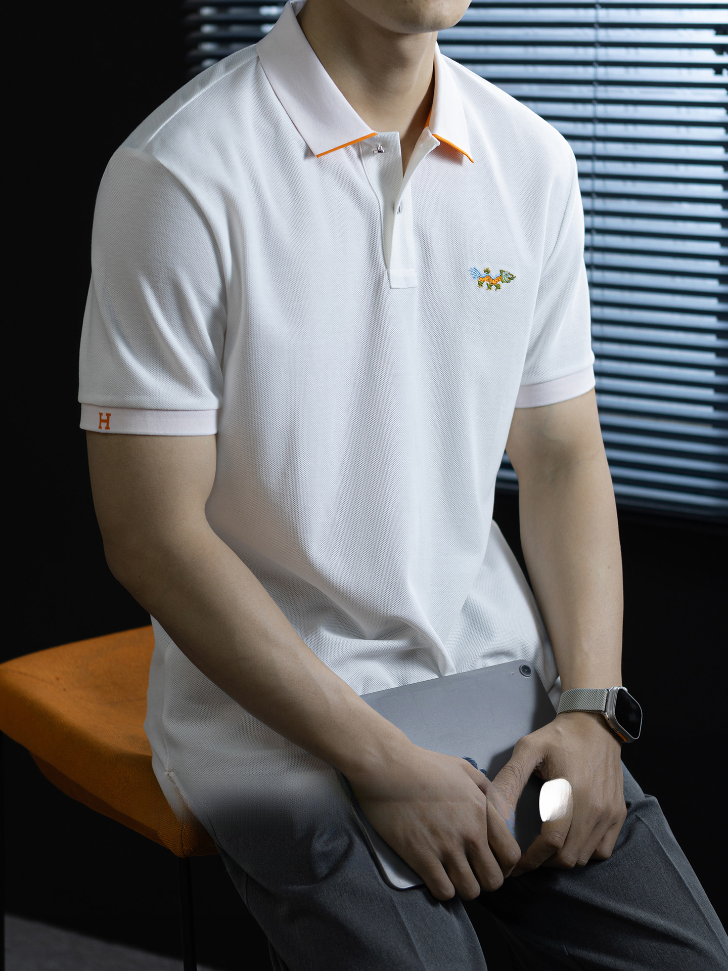 高奢萊賽爾棉polo衫男士短袖夏季新款小龍立體刺繡休閒半袖T恤