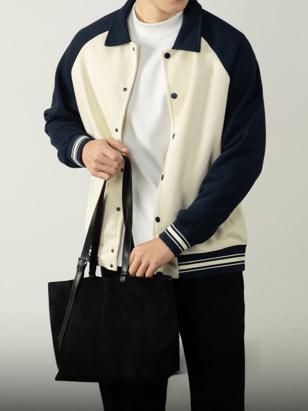 【復古撞色格調】380G重磅精梳棉棒球服翻領男士冬日暖感穿搭單品