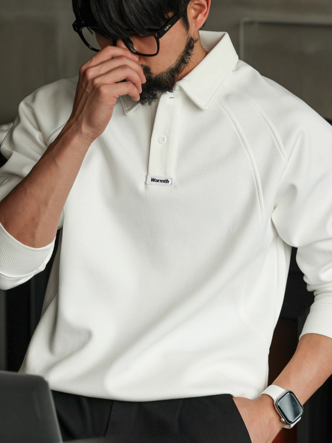 【馬球系列】重磅300g長袖POLO衫男士分割拼接插肩袖衛衣休閒上衣