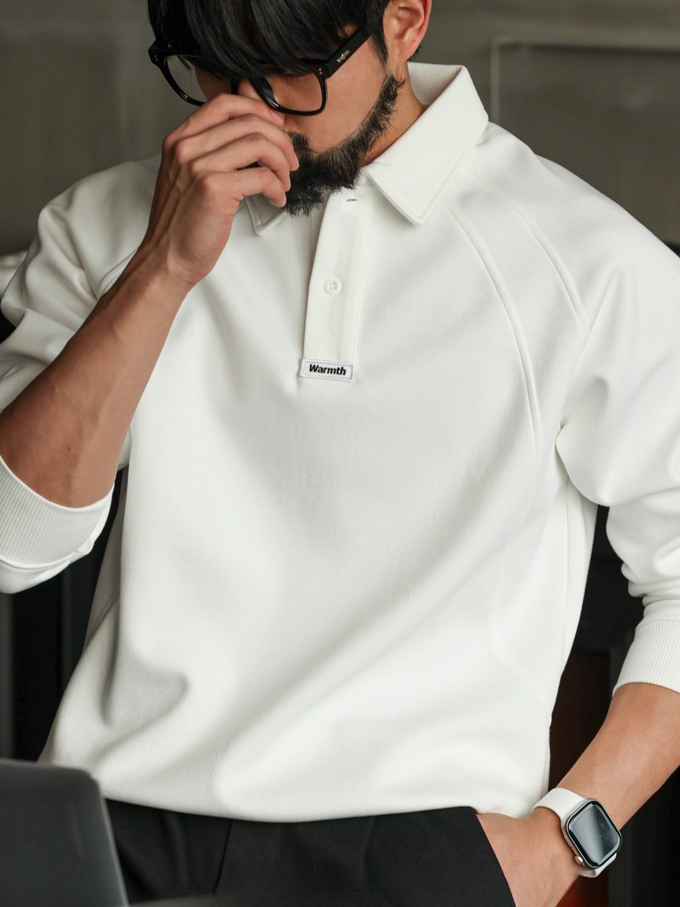 【馬球系列】重磅300g長袖POLO衫男士分割拼接插肩袖衛衣休閒上衣