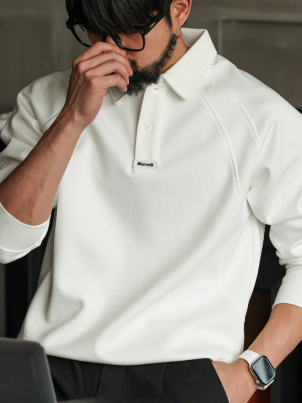 【馬球系列】重磅300g長袖POLO衫男士分割拼接插肩袖衛衣休閒上衣