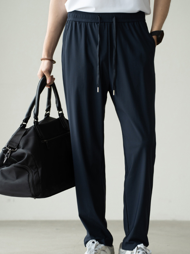 【涼感四面彈】薄冰絲闊腿褲男士夏戶外運動商務休閒新款長褲