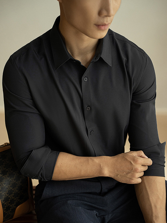 純色抗皺襯衫男士長袖白色2025春季通勤商務免燙正裝高級休閒襯衣