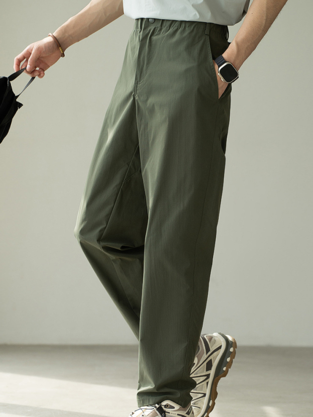 輕量化防水冰絲涼感速乾透氣直筒褲男2025夏季戶外新款運動休閒褲