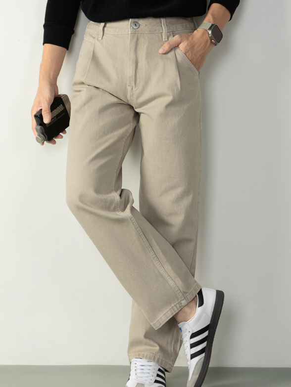 【100%純棉】奢適親膚牛仔褲男長褲秋冬微闊直筒休閒褲秋冬高級感