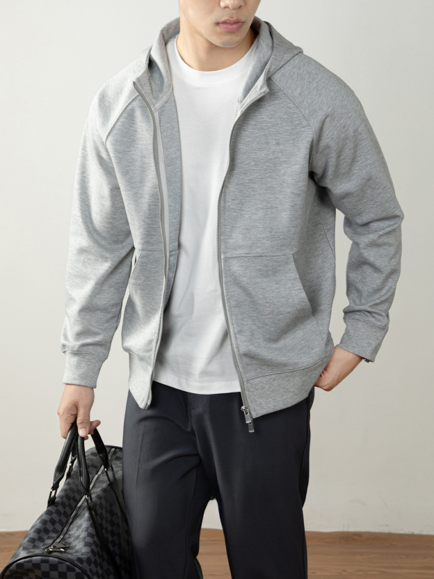 【頂奢系列】360G重磅空氣棉雙拉鍊插肩長袖男秋冬季連帽衛衣外套