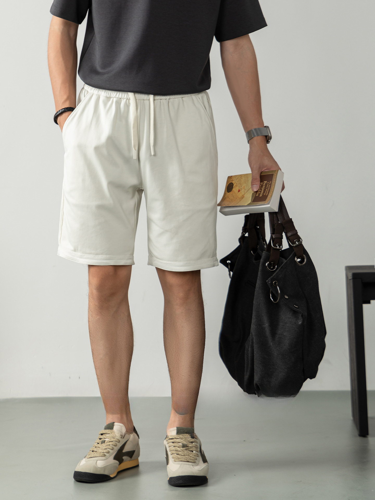 高端酷爽雲感棉透氣五分短褲男士夏季速幹薄款鬆緊帶運動休閒褲子