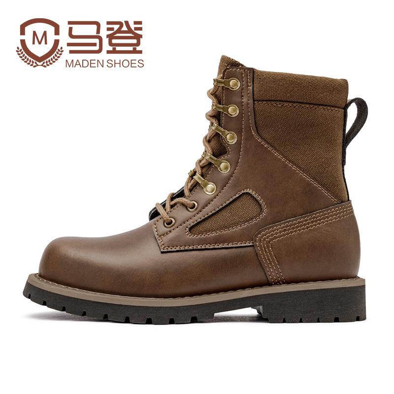 男鞋男士秋季新款高幫沙漠靴中幫馬丁靴英倫風工裝鞋作戰靴子-Retro's Wear