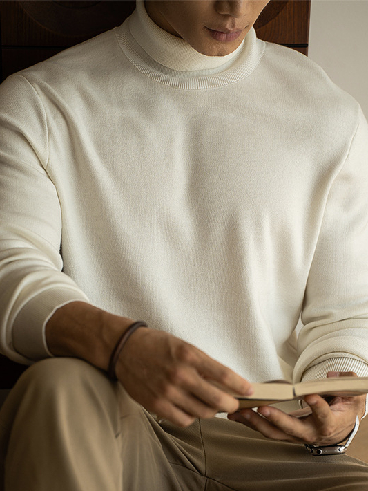 老錢風莫代爾混紡12針高領毛衣男2025秋冬新款慵懶休閒針織衫