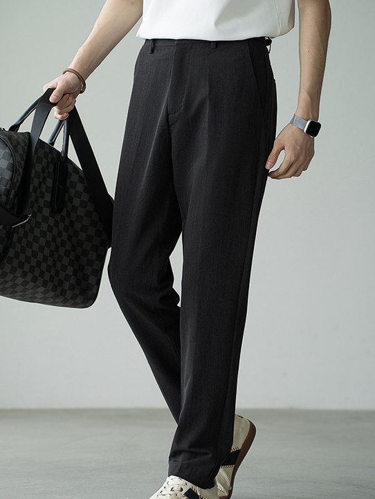 免燙抗皺顯瘦垂感微錐直筒休閒褲男2025夏季新款商務休閒百搭西褲