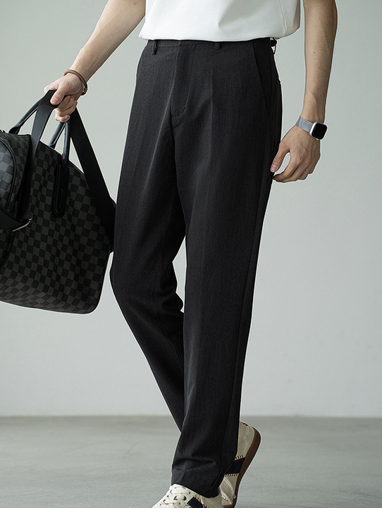 免燙抗皺顯瘦垂感微錐直筒休閒褲男2025夏季新款商務休閒百搭西褲