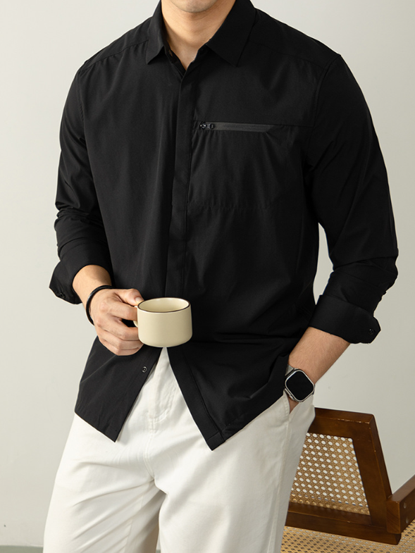 【速幹免燙機能風】科技感高端襯衫男長袖膚感春秋職場通勤輕商務