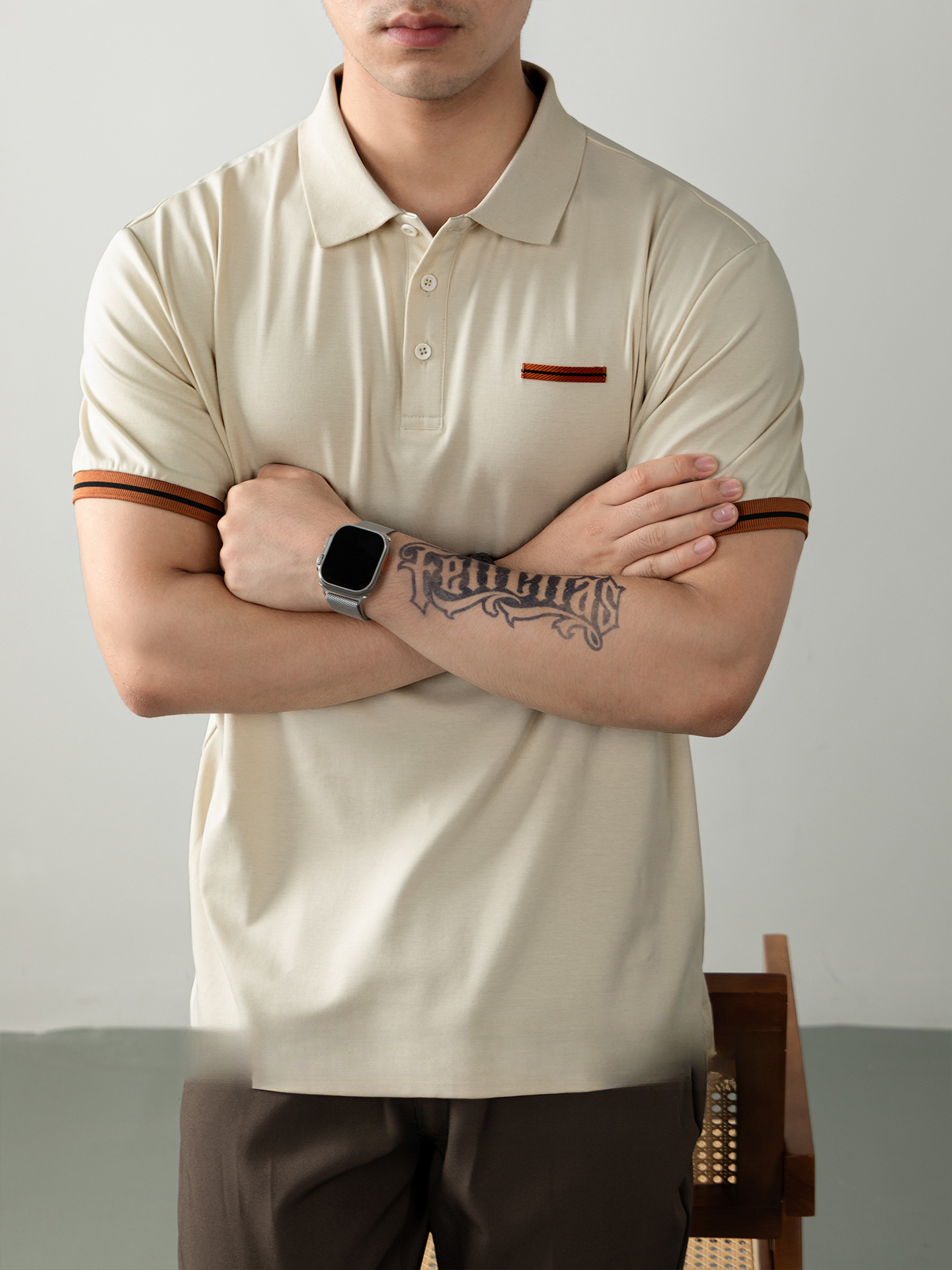 冰格涼感萊賽爾男士POLO領短袖高端老錢風夏季商務休閒撞色保羅衫