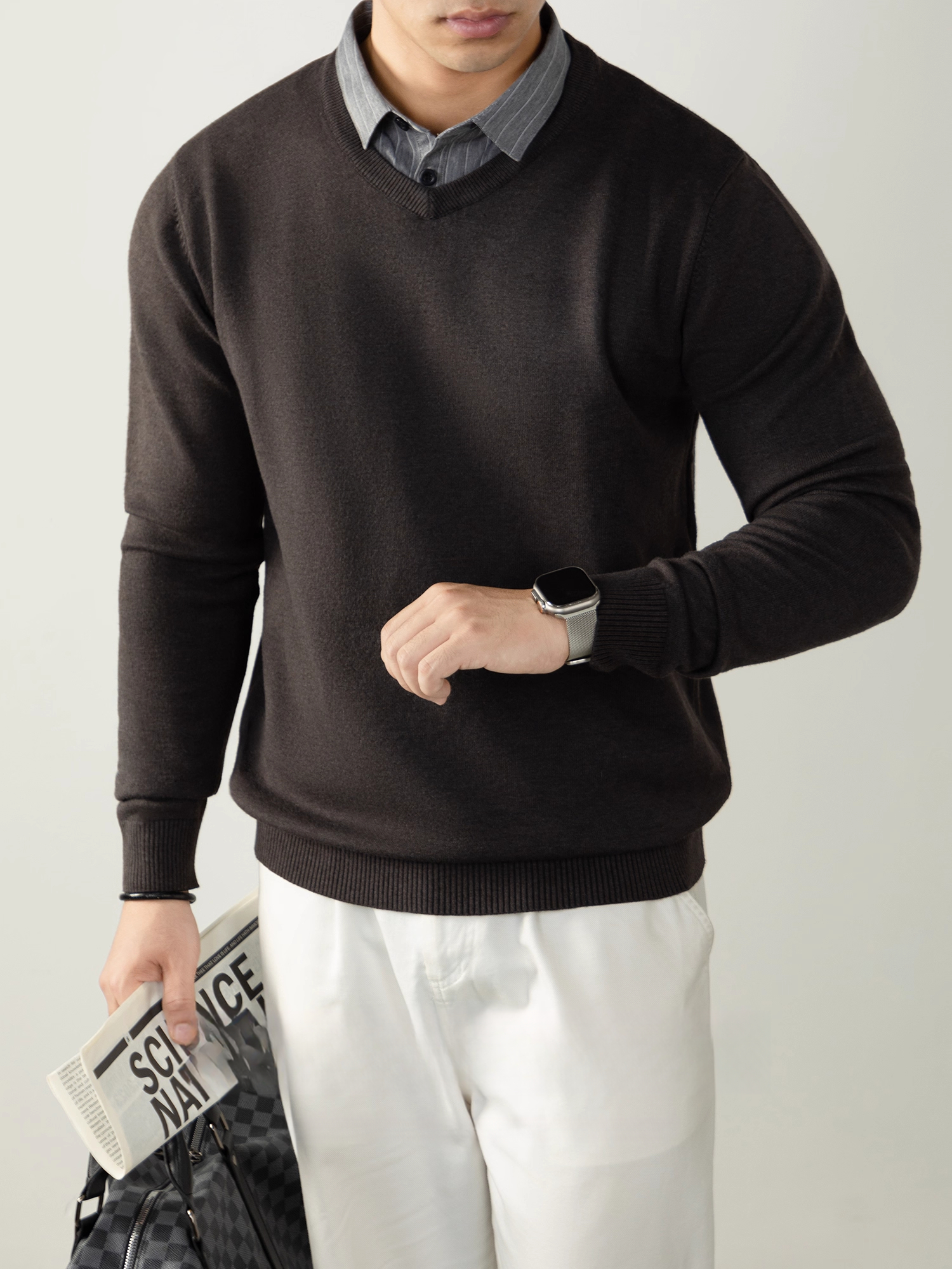 【假兩件】商務輕熟風毛衣男厚款秋冬長袖針織衫襯衫領通勤高級感