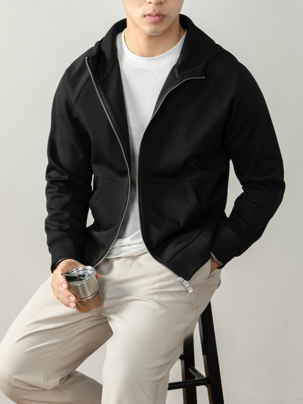 【頂奢系列】360G重磅空氣棉雙拉鍊插肩長袖男秋冬季連帽衛衣外套