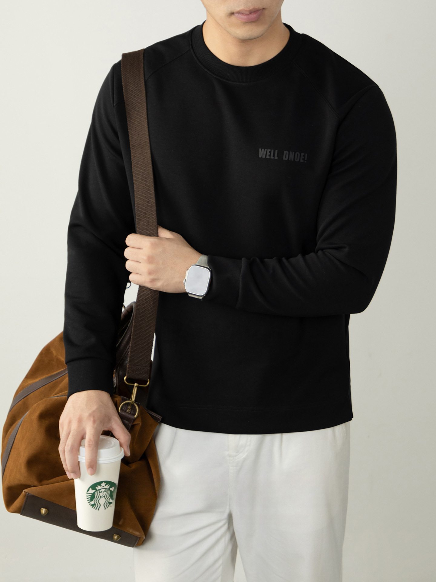 【無界型格】高級340G空氣層厚款長袖衛衣男慵懶風3D植絨印花上衣