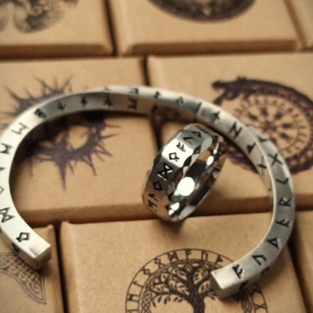"維京戰镯"中世紀日耳曼莫比烏斯盧恩符文手镯男