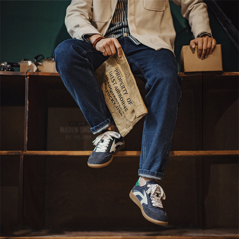 新款復古德訓鞋男春夏季運動小眾百搭輕便軟底休閒板鞋-Retro's Wear