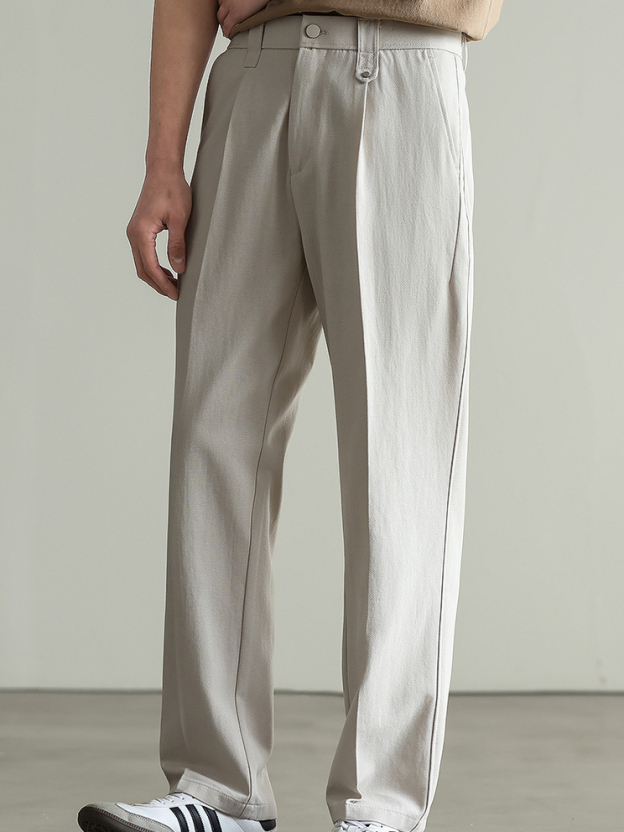 【萊賽爾天絲&棉】垂感斜紋肌理休閒褲男士2026春季新款寬鬆闊腿