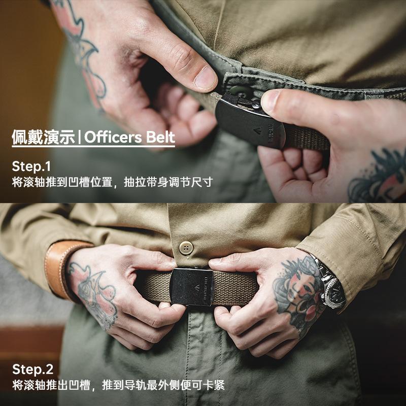 馬登工裝無孔鬆緊彈力編織皮帶單圈快脫硬漢休閒褲腰帶-Retro's Wear