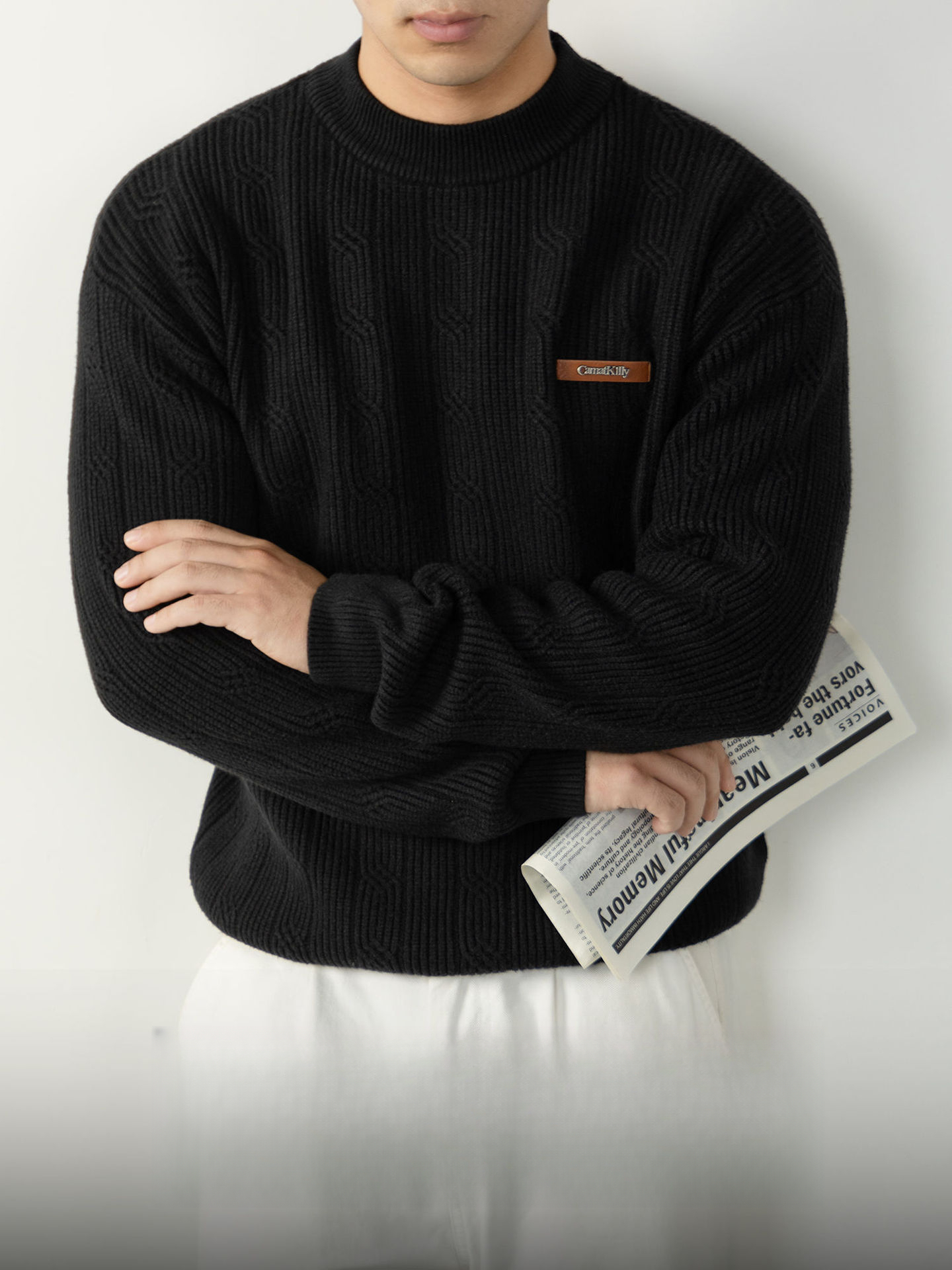 【羊毛萊賽爾重工提花】高端男士針織衫秋冬毛線針織衫