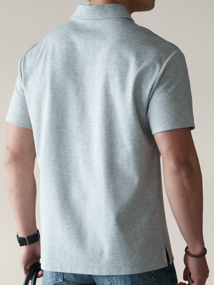 輕熟棉混紡廓形純色短袖polo衫男士2026春季新款透氣休閒翻領T恤