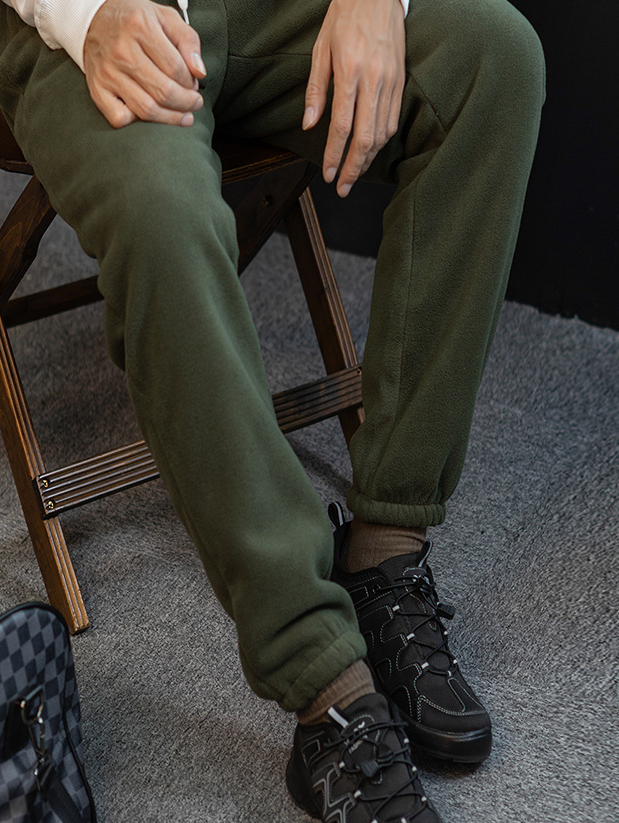 【保暖鬆弛感】聚熱搖粒絨+羊羔絨繫繩休閒長褲男士冬季加絨加厚