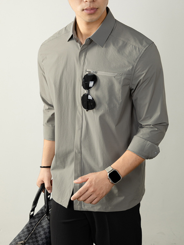 【速幹免燙機能風】科技感高端襯衫男長袖膚感春秋職場通勤輕商務