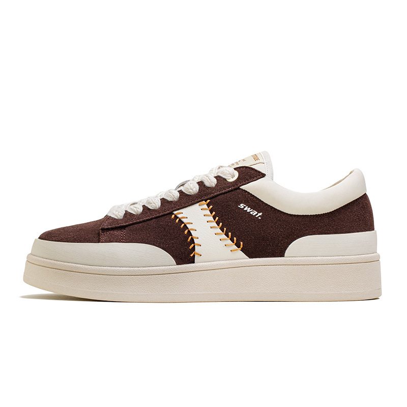 春季新款棒球設計男鞋平底休閒鞋厚底增高潮流復古百搭板鞋