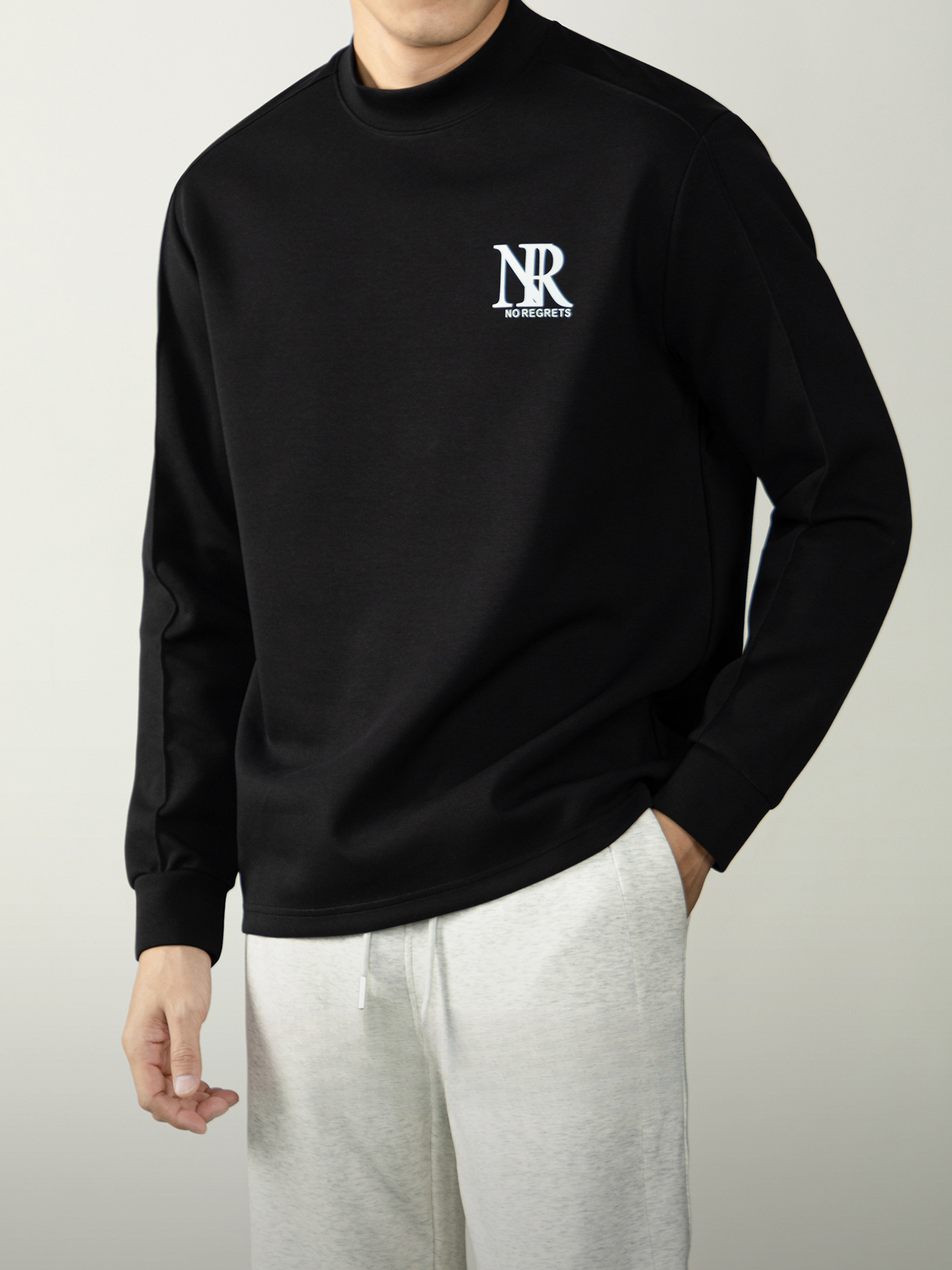 【鬆弛秋田風】雙面細紋340G重磅中領休閒衛衣男寬鬆通勤厚實上衣