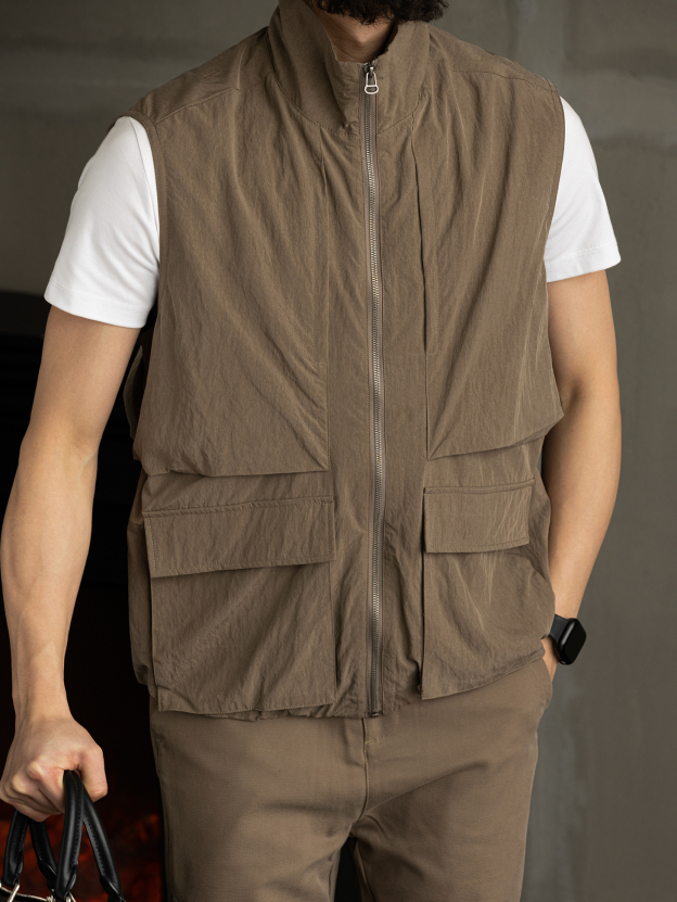 【都市輕旅】夏季天絲薄款坎肩馬甲男士休閒無袖背心外套