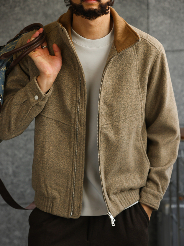 【都市游牧】高定麻感肌理呢子棉立领夹克男商务休闲外套