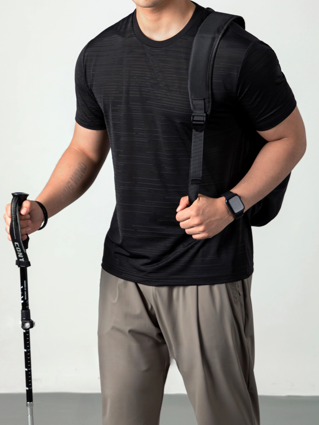 【TechKool冰棱科技運動T】涼感速幹短袖t恤男夏薄款冰絲條紋高端