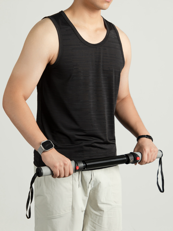 冰絲涼感背心男士夏季運動健身無袖T恤條紋網孔透氣汗衫速幹薄款