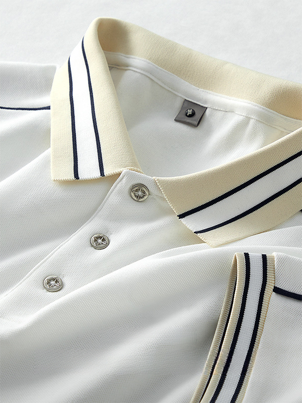 【涼感】液氨珠地棉撞色條紋POLO衫男士短袖夏季薄款休閒翻領T恤