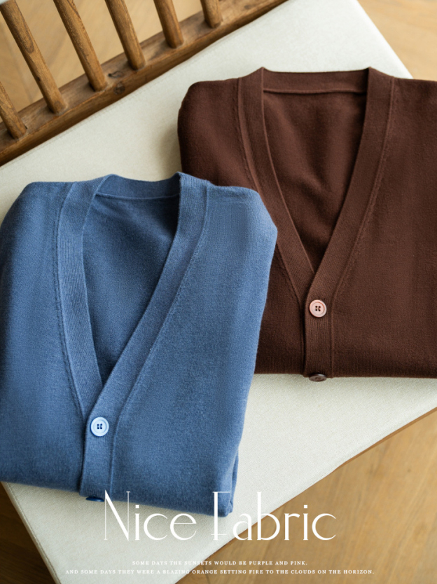 針織開衫外套男士V領毛衣長袖秋季商務休閒男裝新款上衣