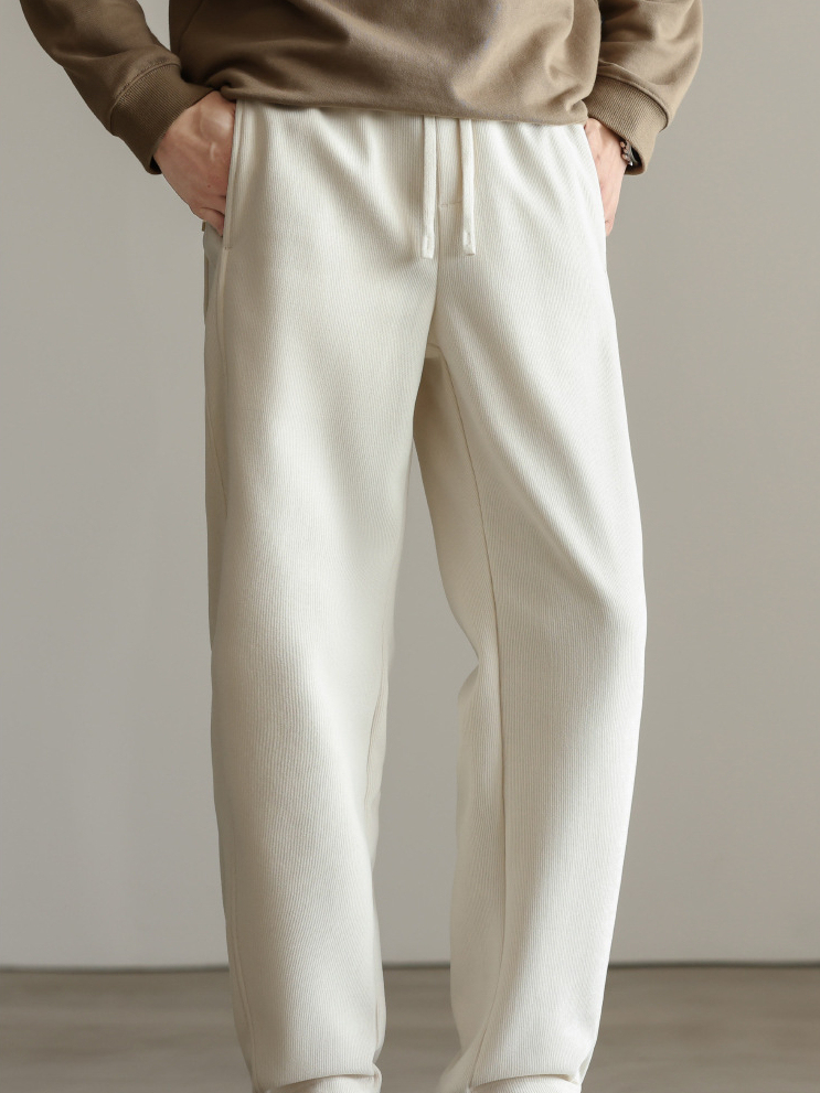 美式重磅直筒寬鬆衛褲男士運動褲長褲保暖加絨休閒針織褲