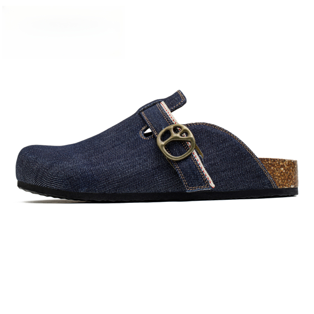 2025夏季新款穆勒鞋男休閒軟木半托透氣牛仔百搭外穿包頭拖鞋