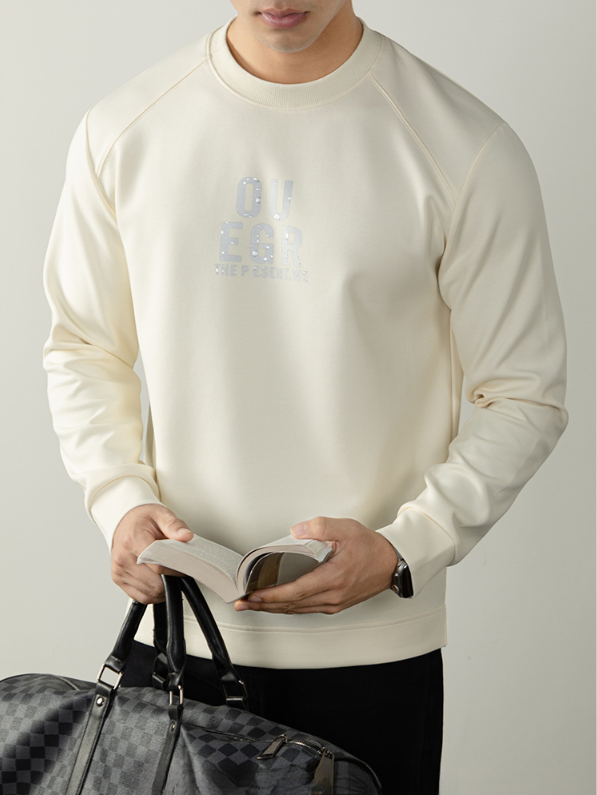 340G重磅日系秋田風衛衣男長袖質感豎紋插肩袖高端3D氣泡刻膜印花