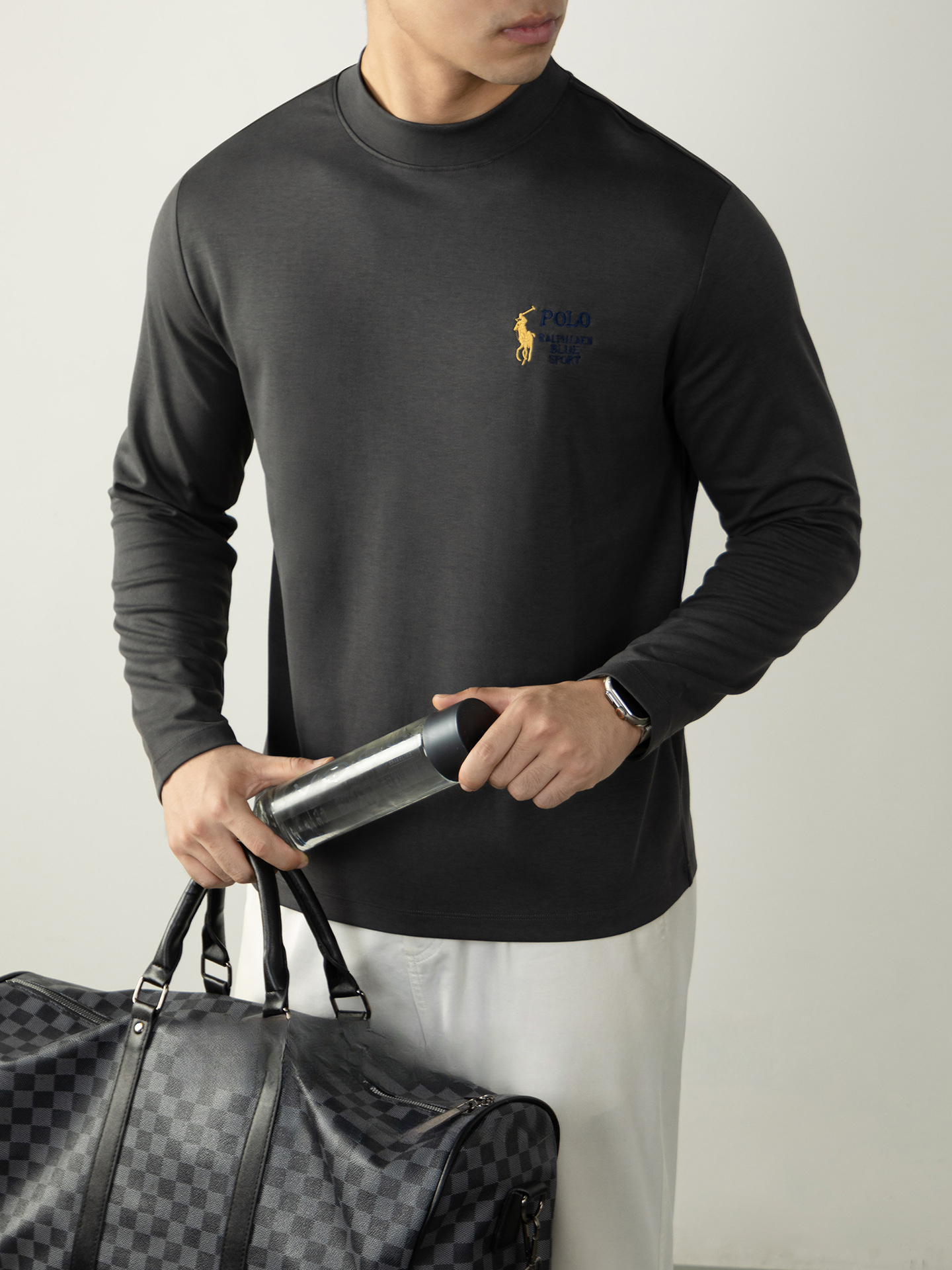 都市奢華 | 260G莫代爾雲感棉長袖T恤男高級刺繡秋冬半高領打底衫