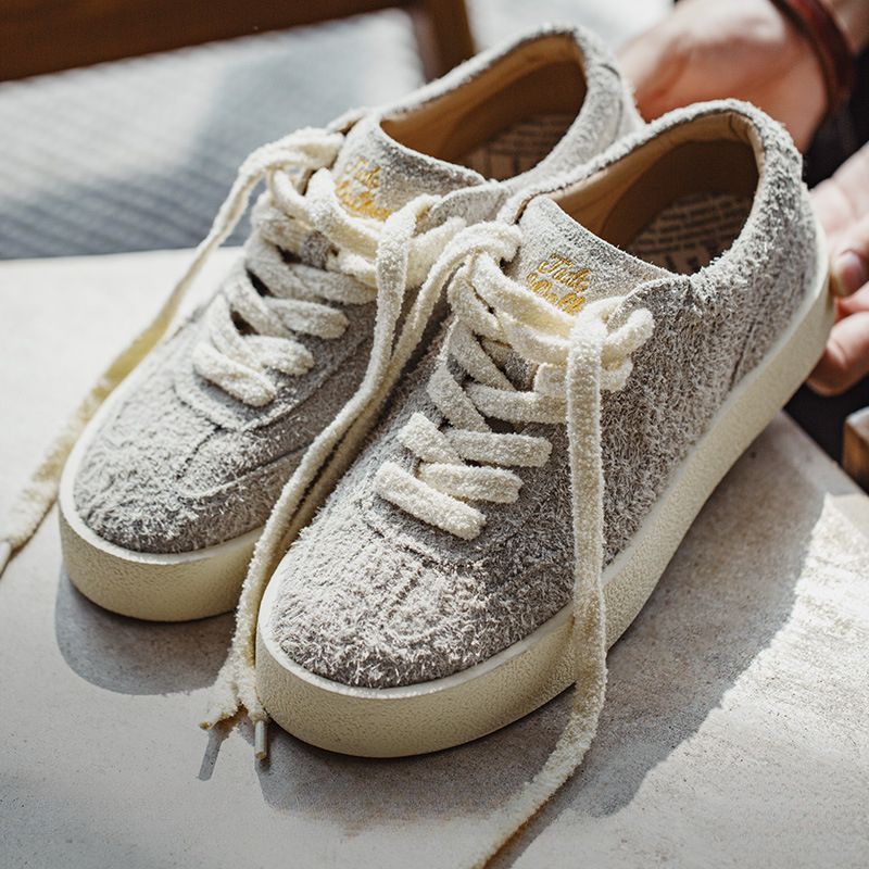 德訓鞋2025新款設計感小眾秋冬季百搭翻毛皮男鞋厚底增高板鞋