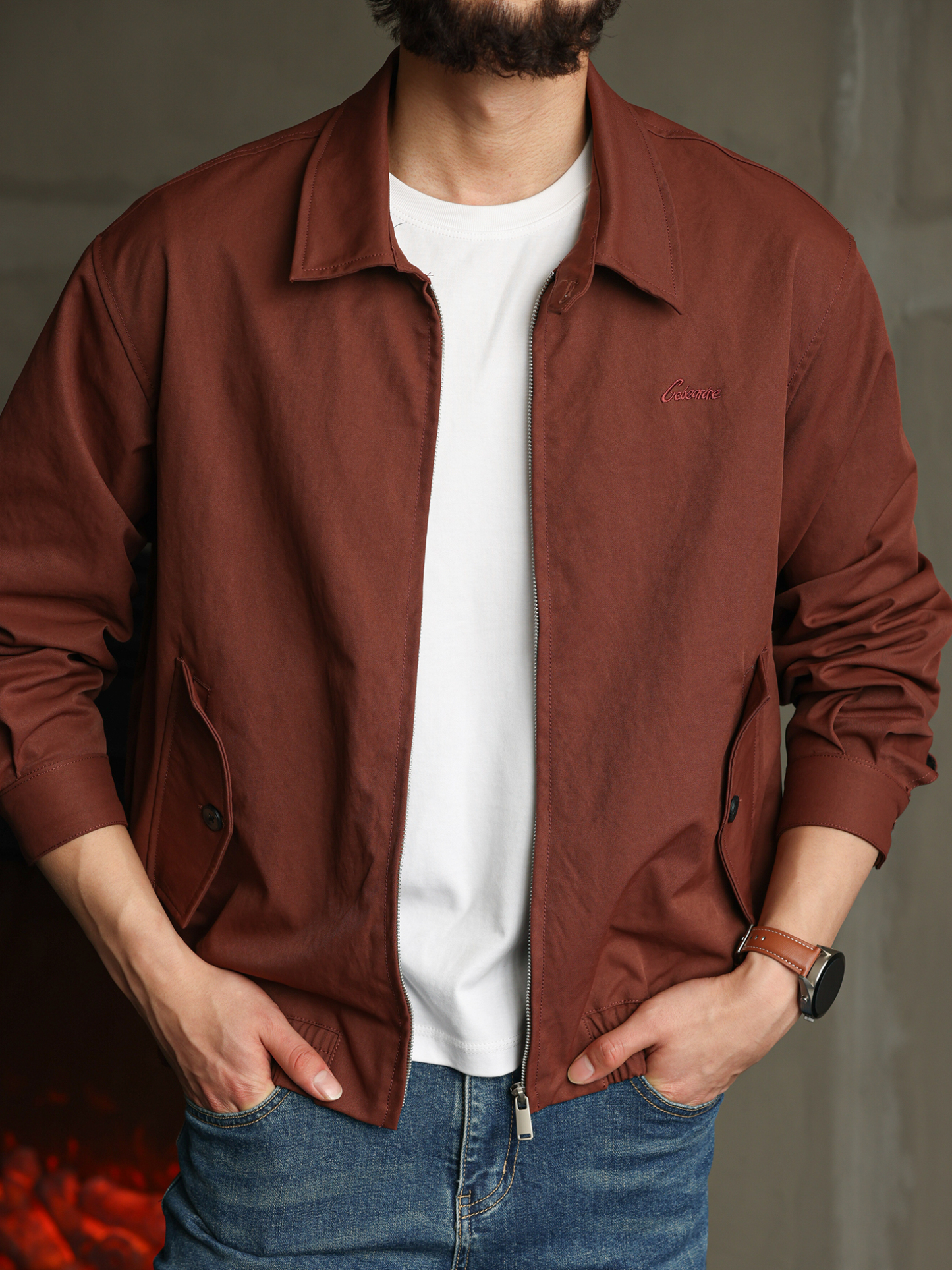 【智性通勤】美式哈靈頓翻領夾克男25秋季短款休閒外套男