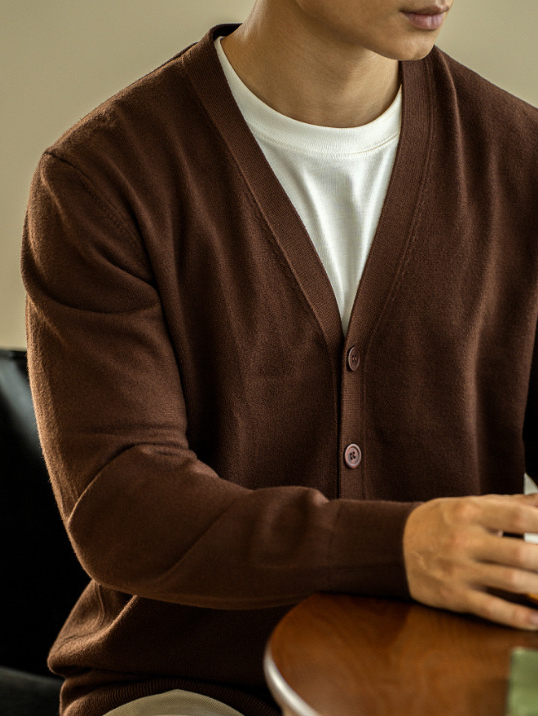 針織開衫外套男士V領毛衣長袖秋季商務休閒男裝新款上衣