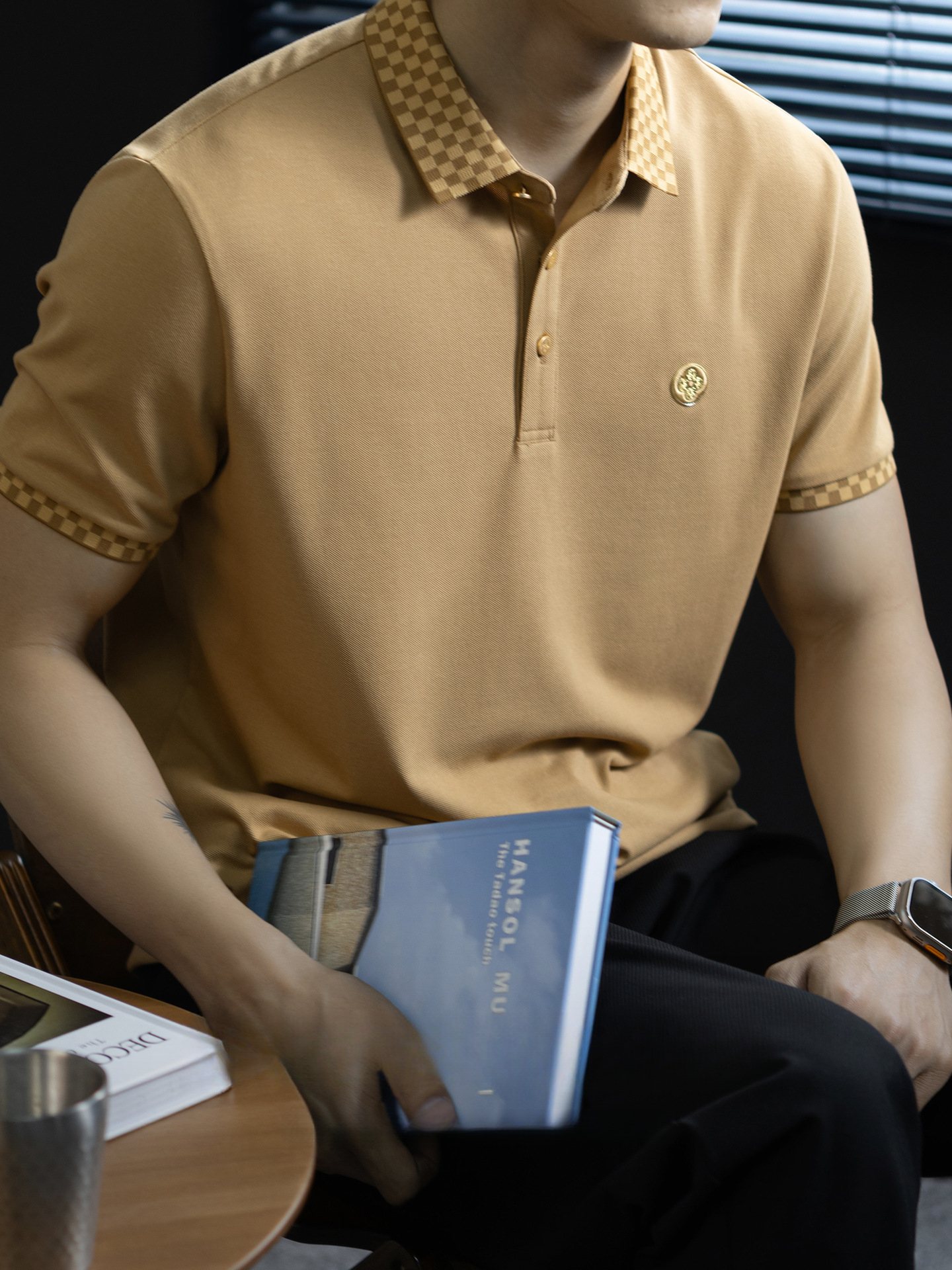 【立體刺繡徽章】涼感珠地棉polo衫男士短袖花紋翻領商務保羅衫