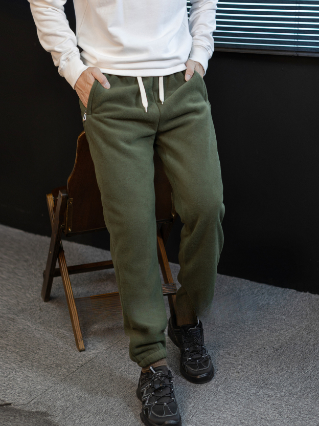 【保暖鬆弛感】聚熱搖粒絨+羊羔絨繫繩休閒長褲男士冬季加絨加厚