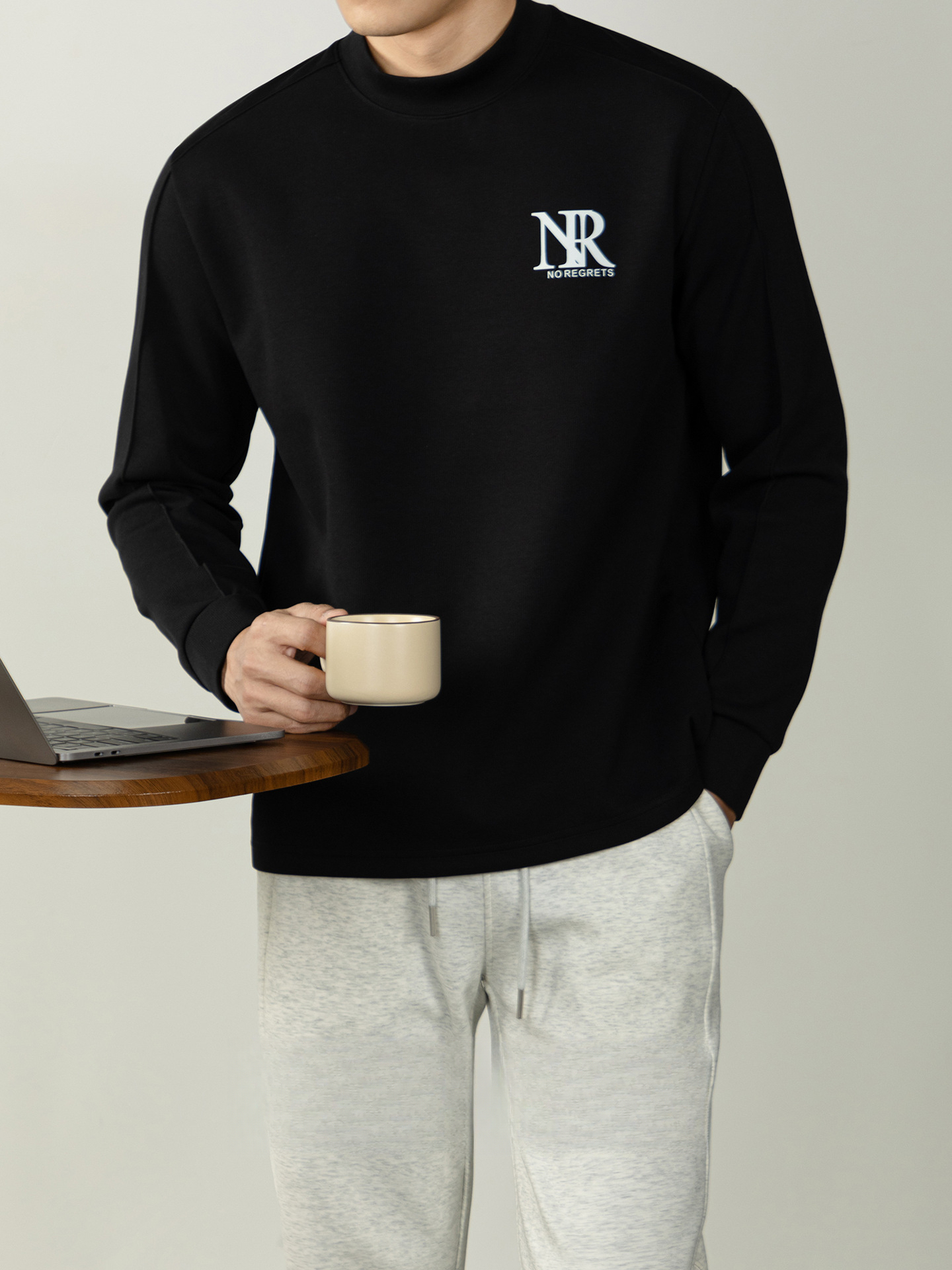 【鬆弛秋田風】雙面細紋340G重磅中領休閒衛衣男寬鬆通勤厚實上衣