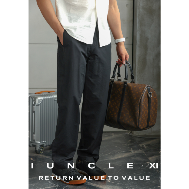 高端微皺肌理速幹零壓休閒褲男2025夏戶外運動通勤直筒褲