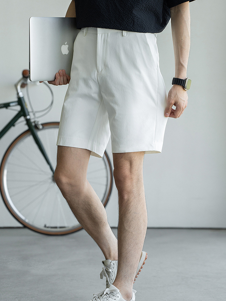 易打理廓形涼感冰絲西裝短褲男士2025夏季休閒通勤直筒新款五分褲
