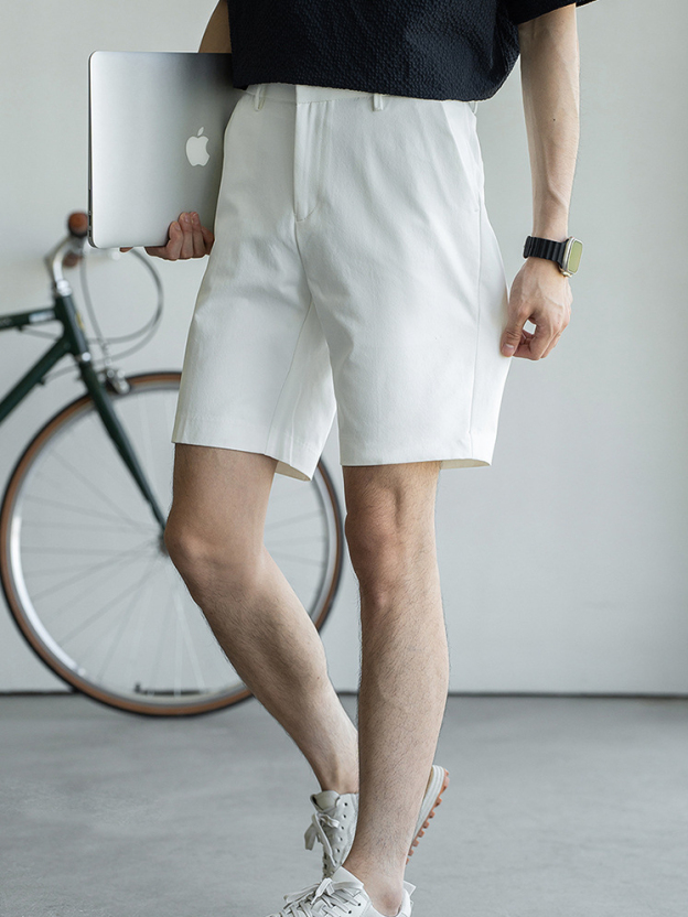 易打理廓形涼感冰絲西裝短褲男士2025夏季休閒通勤直筒新款五分褲